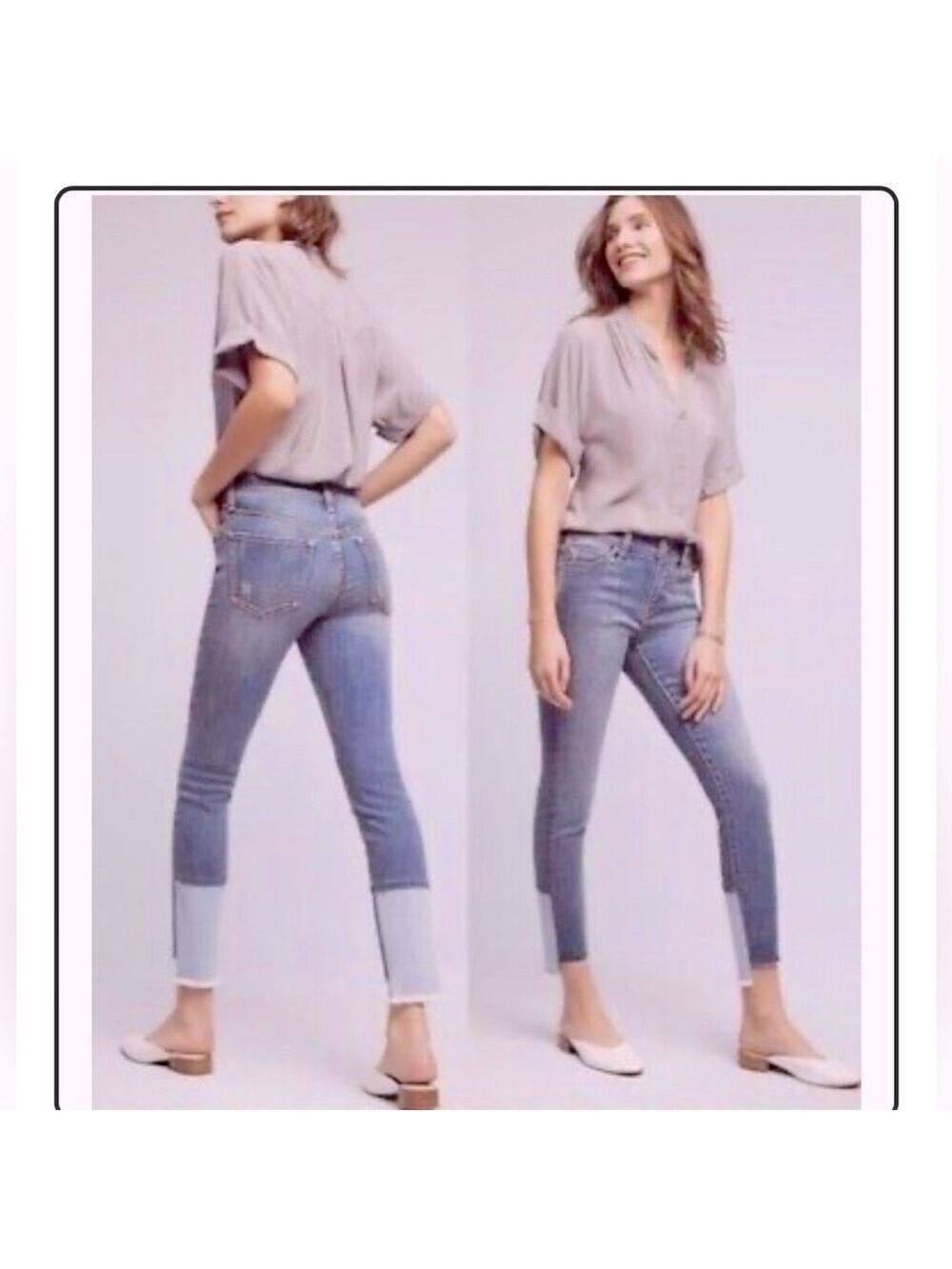 Pilcro and the Letterpress Anthropologie Script Skinny Raw Step Hem Jeans Sz 27